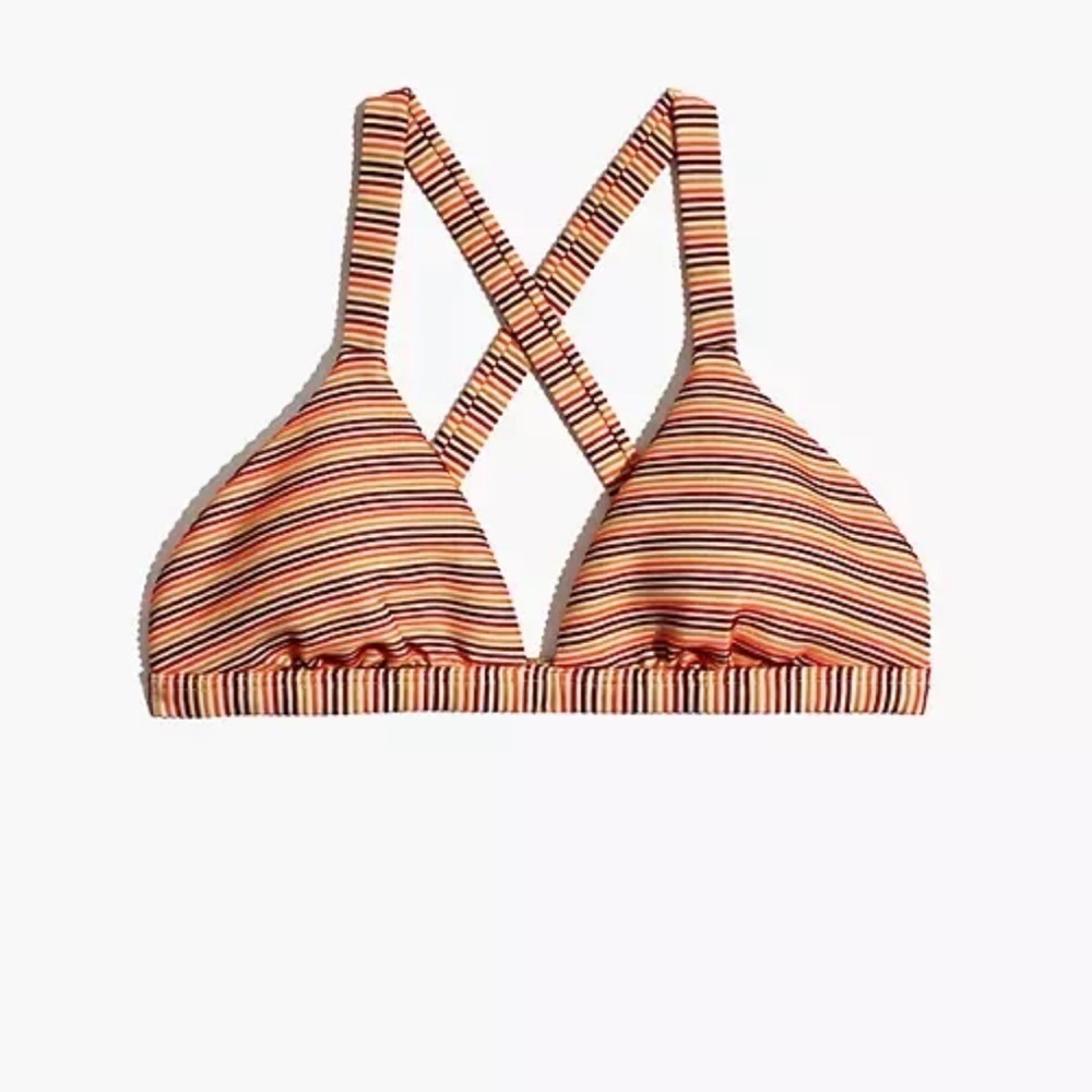 Madewell Ribbed Triangle Bikini Top in Ombré Stripe